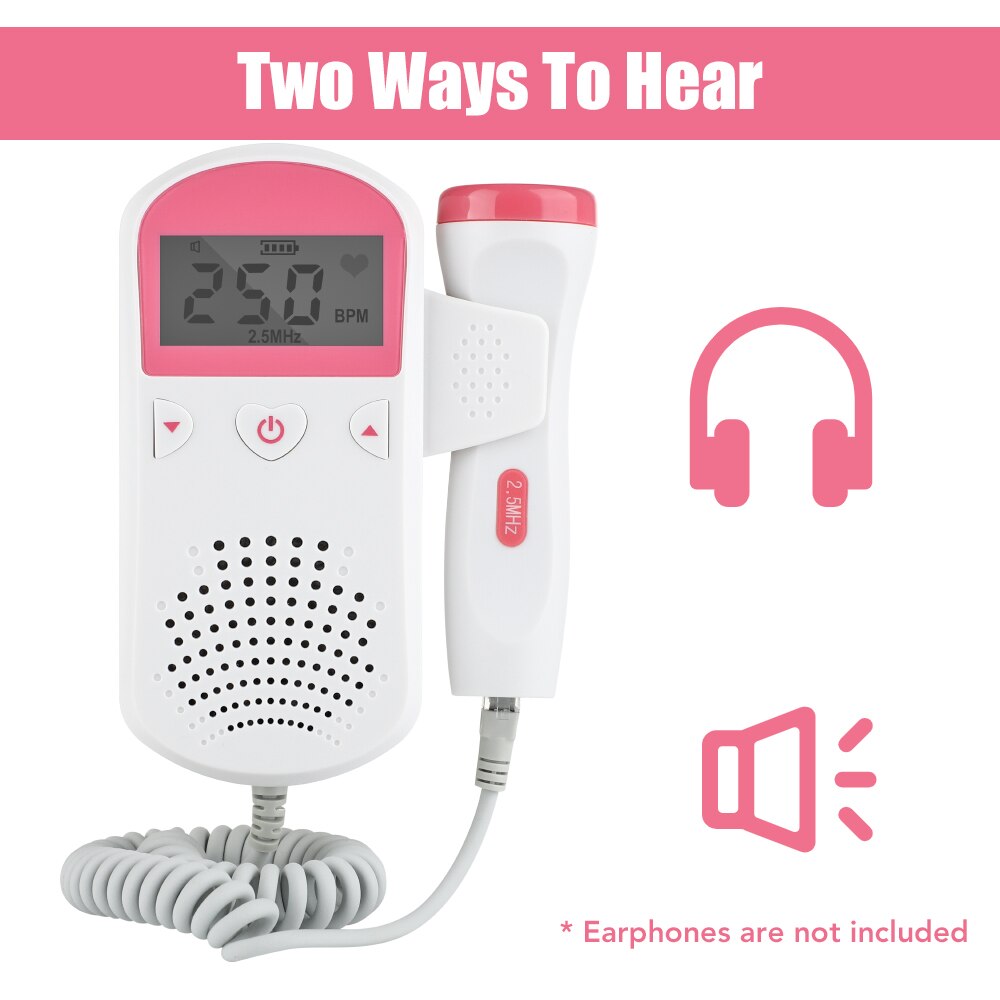 Fetal Doppler Ultrasound Baby Monitor Household Fetus Baby Heartbeat Detector Baby Heart Rate Monitor 2.5MHz No Radiation
