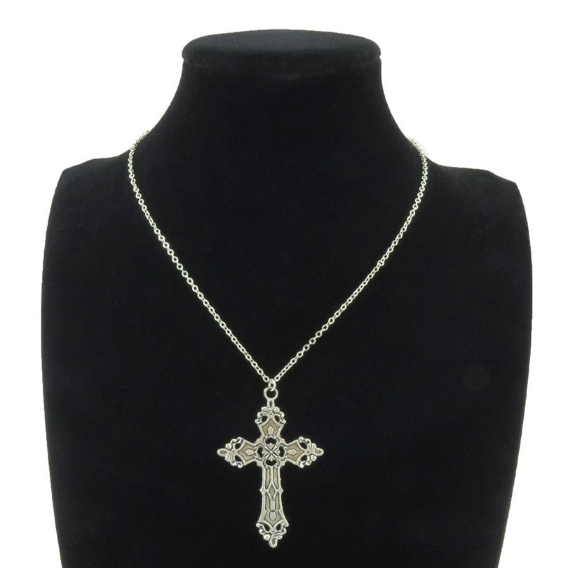 Gothic Religious Jesus Cross Pendant Grunge Necklaces Crucifix Aesthetic Collier Croix For Women Men Mystical Gift Jewelry