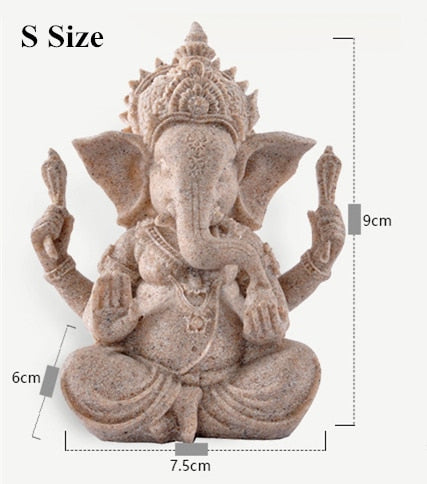 VILEAD Sandstone Indian Ganesha Elephant God Statue Religious Hindu Elephant-Headed Fengshui Buddha Sculpture Home Decor Crafts