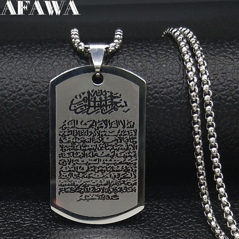 Islam Religious Muslim Allah Loran Brand Stainless Steel Necklace Men Silver Color Necklaces Pendants Jewelry joyas N2249S02