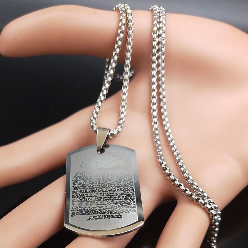 Islam Religious Muslim Allah Loran Brand Stainless Steel Necklace Men Silver Color Necklaces Pendants Jewelry joyas N2249S02