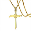 Vnox Stylish Nail Cross Pendant Necklace for Men,Stainless Steel Religious Jewelry Punk Christian Prayer Male Collars
