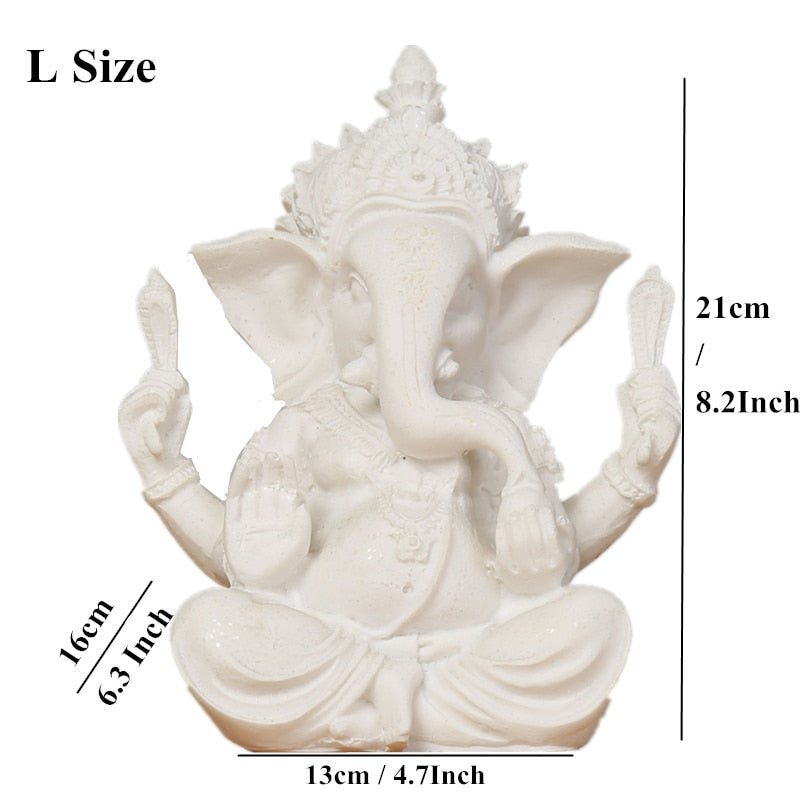 VILEAD Sandstone Indian Ganesha Elephant God Statue Religious Hindu Elephant-Headed Fengshui Buddha Sculpture Home Decor Crafts