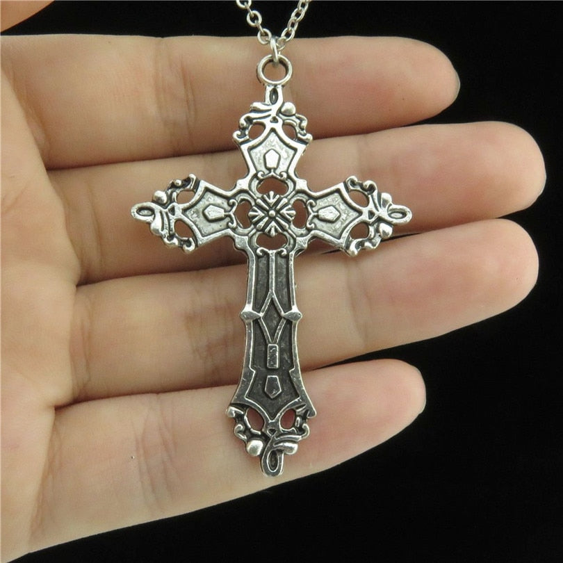 Gothic Religious Jesus Cross Pendant Grunge Necklaces Crucifix Aesthetic Collier Croix For Women Men Mystical Gift Jewelry