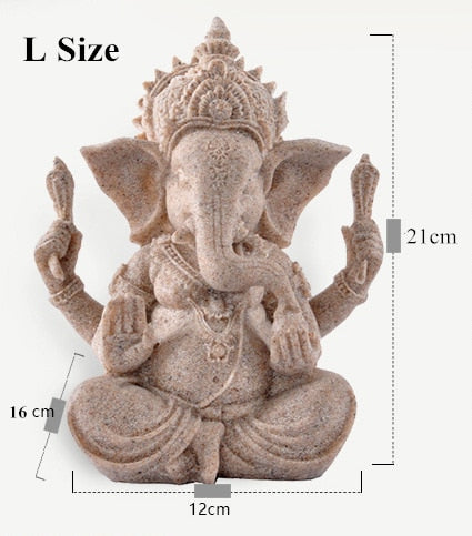 VILEAD Sandstone Indian Ganesha Elephant God Statue Religious Hindu Elephant-Headed Fengshui Buddha Sculpture Home Decor Crafts
