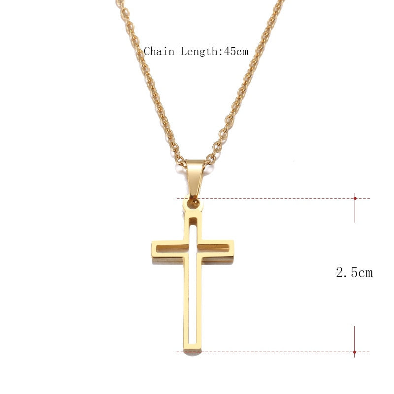 DOTIFI Stainless Steel Necklace For Women Lover's Gold And Rose Gold Color Chain Cross Necklace Small Cross Religious Jewelry