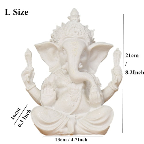 VILEAD Sandstone Indian Ganesha Elephant God Statue Religious Hindu Elephant-Headed Fengshui Buddha Sculpture Home Decor Crafts