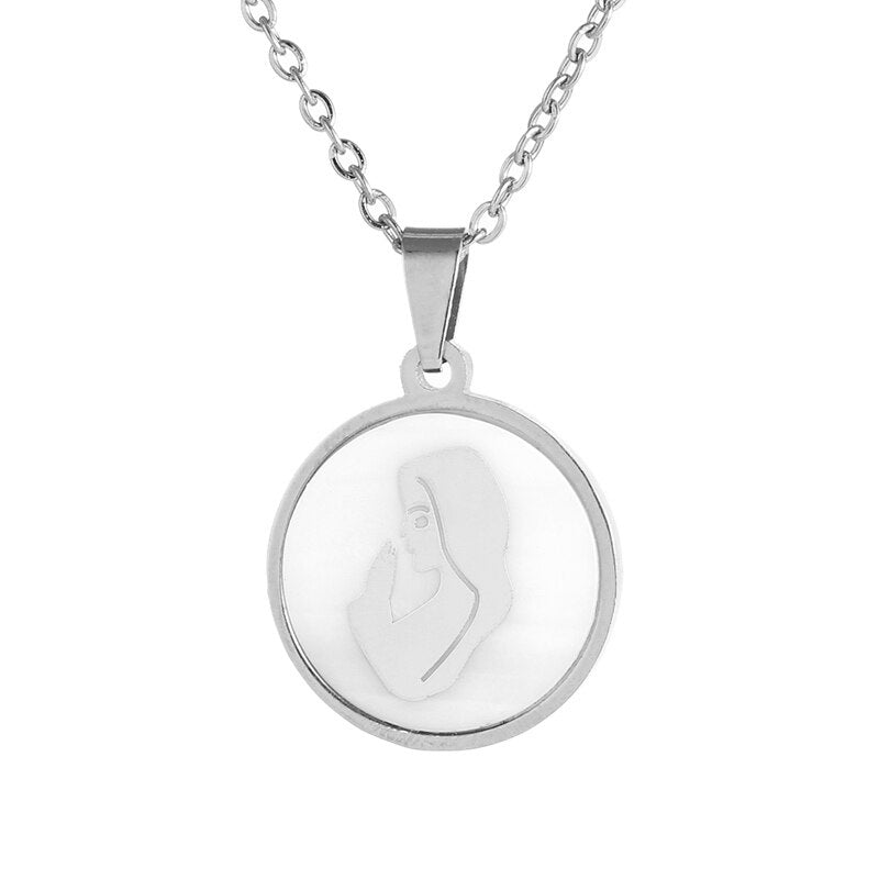 Religious Catholic church Amulet Necklace Stainless Steel Virgin Mary Pendant Necklace with women gold/Steel color jewelry