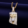 Iced Religious Jesus Head Pendant Necklace Gold Color Bling Cubic Zircon Men's Hip Hop Jewelry For Gift