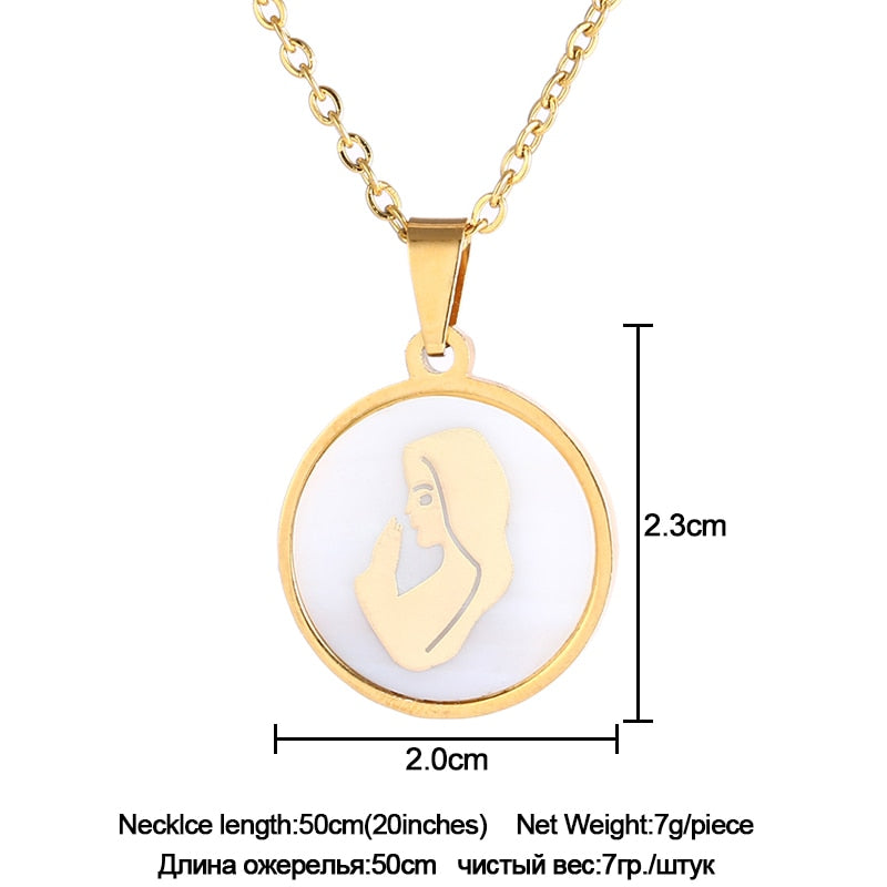 Religious Catholic church Amulet Necklace Stainless Steel Virgin Mary Pendant Necklace with women gold/Steel color jewelry
