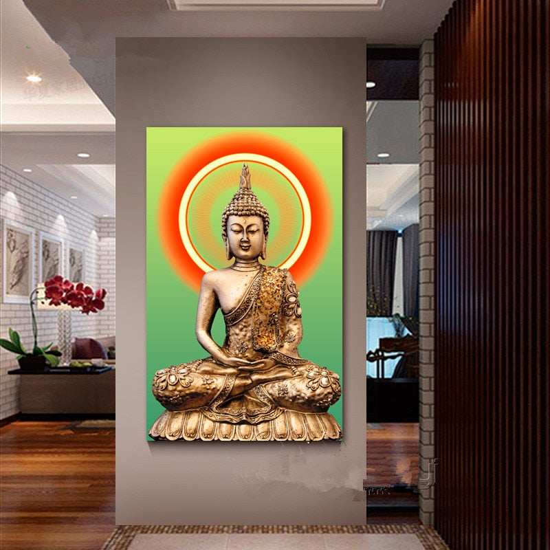 Religious Buddha icon Diy diamond painting cross stitch portrait mosaic buddhism full square round diamond embroidery home decor