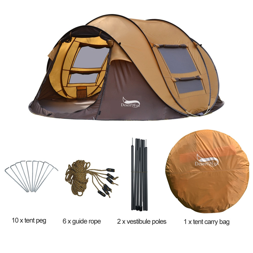Desert&amp;Fox Automatic Pop-up Tent, 3-4 Person Outdoor Instant Setup Tent 4 Season Waterproof Tent for Hiking, Camping, Travelling