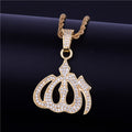 Iced Religious Allah Pendant God Arabic Pendant Gold Color Cubic Zircon Men's Hip Hop Jewelry