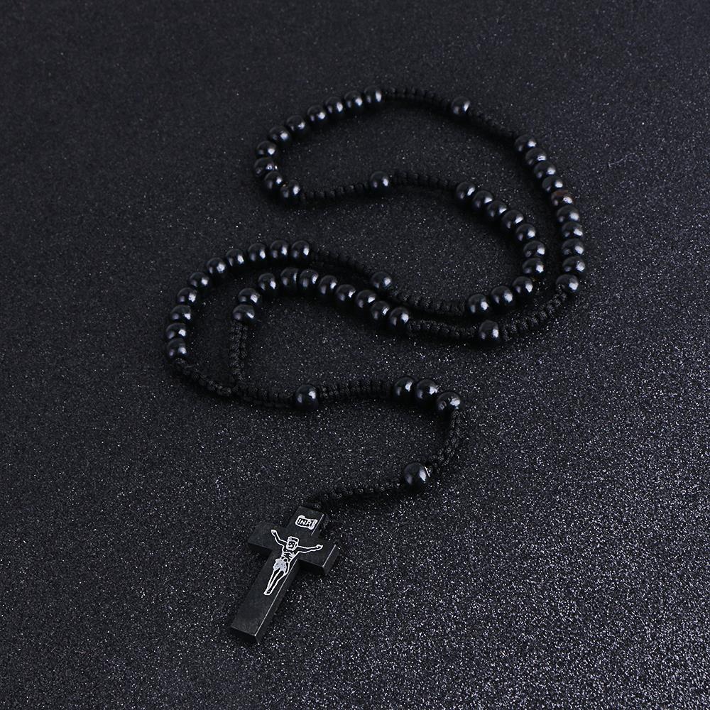 Komi Wholesale Catholic Orthodox 8mm Wooden Rosary Beads Brand Necklaces Religious Jesus Praying Necklaces  Beads Jewelry