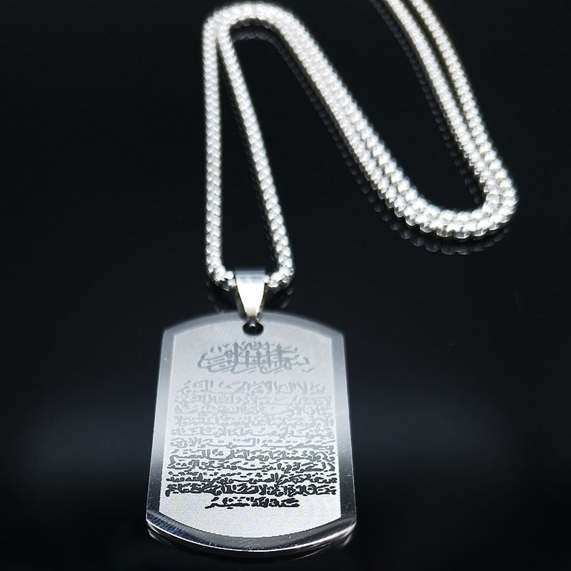 Islam Religious Muslim Allah Loran Brand Stainless Steel Necklace Men Silver Color Necklaces Pendants Jewelry joyas N2249S02