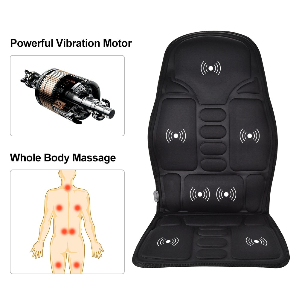 Electric Heating Full Body Massager for Car Chair Office Lumbar Neck Pain Relief Vibration Cushion Shoulder Back Massage Mat