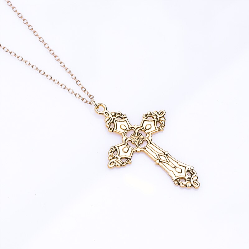 Gothic Religious Jesus Cross Pendant Grunge Necklaces Crucifix Aesthetic Collier Croix For Women Men Mystical Gift Jewelry