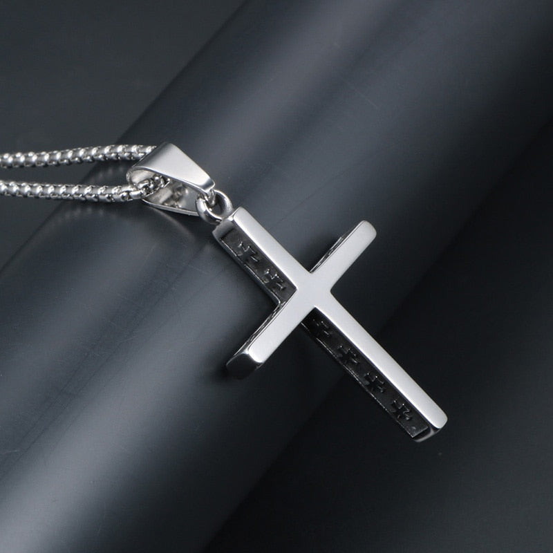 EyeYoYo Stainless Steel Vintage Cross Pendant Necklace Men Religious Delicate Necklace Personality Jewelry