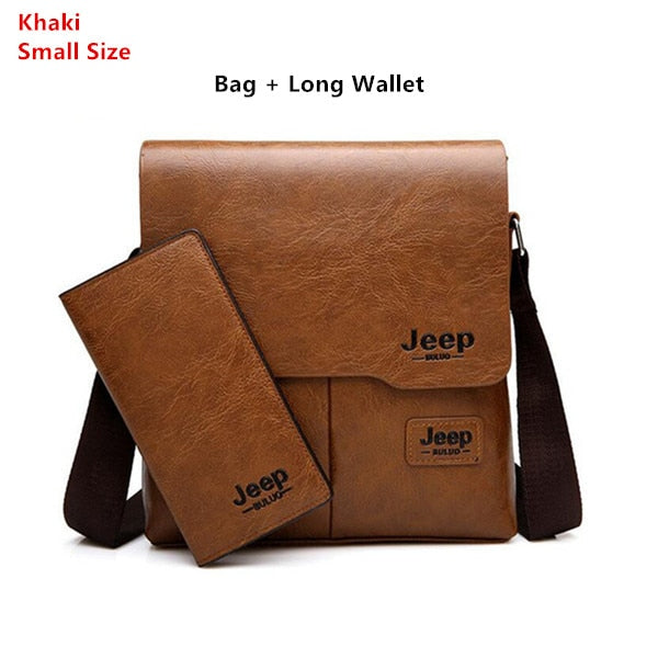 JEEP BULUO Man's Bag 2PC/Set Men Leather Messenger Shoulder Bags Business Crossbody Casual Bags Famous Brand Male Drop Shipping