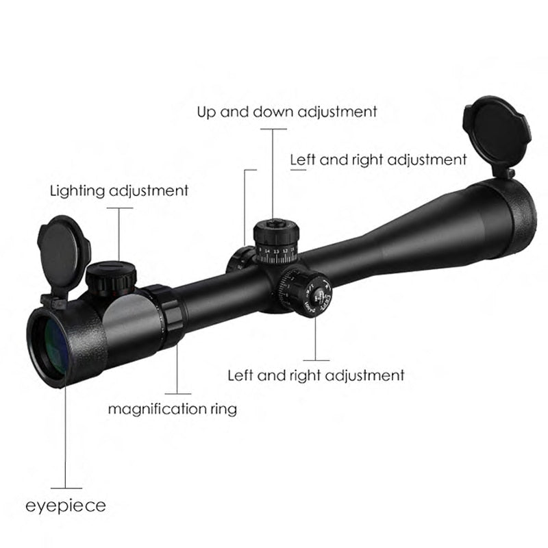 Fire Wolf 10-40x50 E Scope Long Range Riflescope Side Wheel Parallax Optic Sight Rifle  Hunting Scopes Sniper Rifle Sight