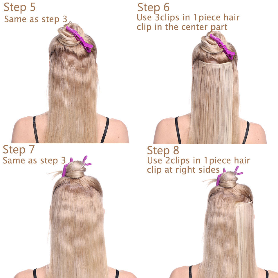 S-noilite Synthetic Pcs/set Long Straight Clip In On Hair Extensions Black Brown Red Pink Purple Fake Hairpieces For Women