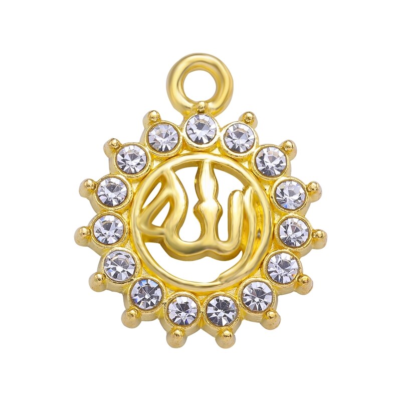 Juya 10Pcs/Lot Wholesale DIY Gold/Silver Color Crescent Allah Muslim Charms For Religious Islamic Jewelry Making Supplies