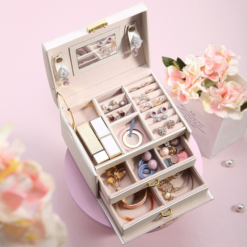 Casegrace Large Jewelry Box PU Leather  Storage Case