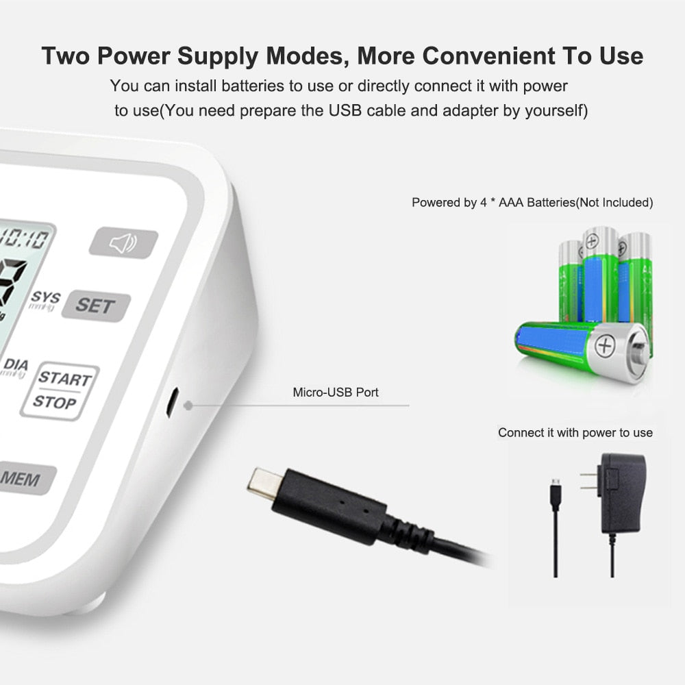 Upper Arm Style Automatic Electronic Blood Pressure Monitor WIth LCD Display Digital Intelligent Blood Pressure Meter