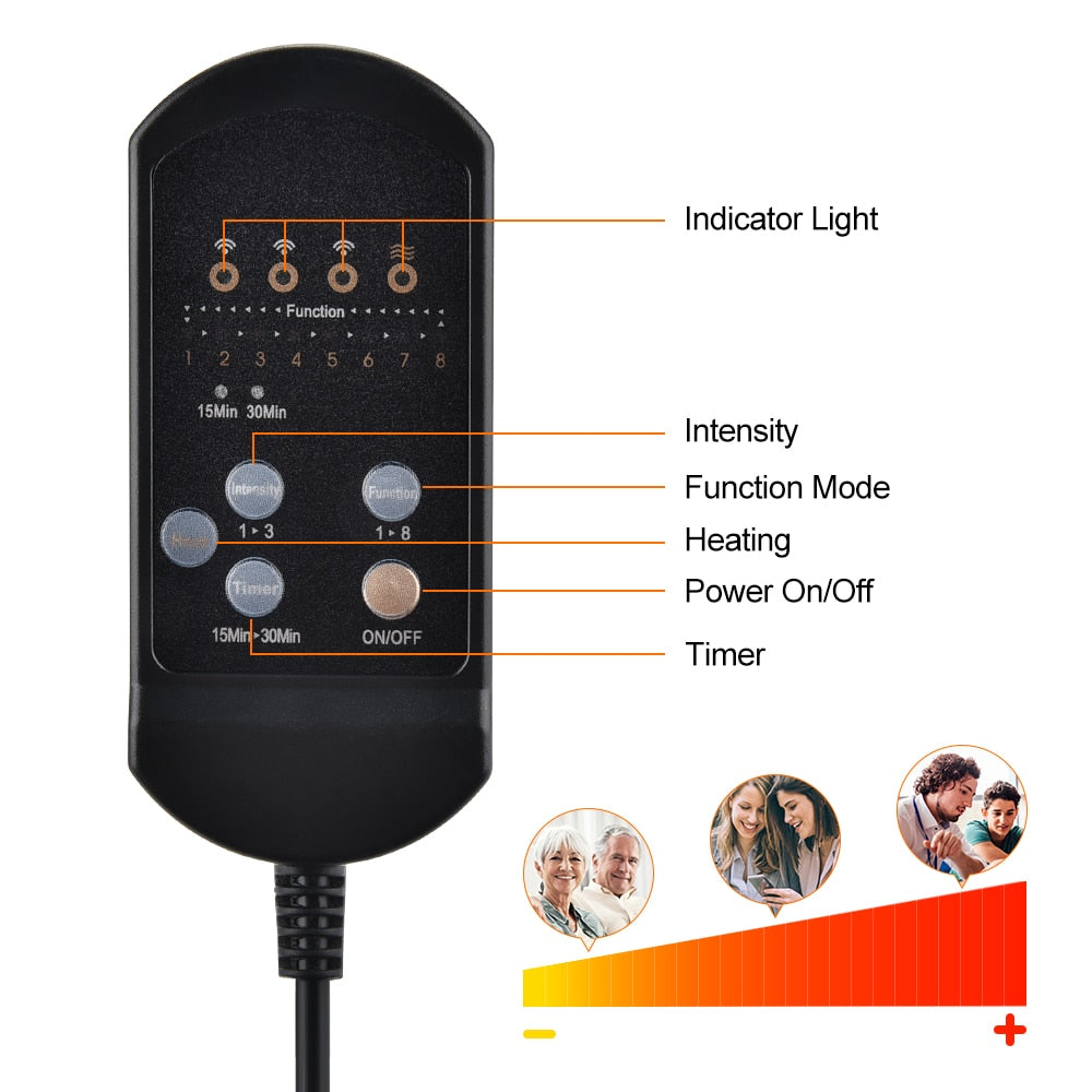 Electric Heating Full Body Massager for Car Chair Office Lumbar Neck Pain Relief Vibration Cushion Shoulder Back Massage Mat