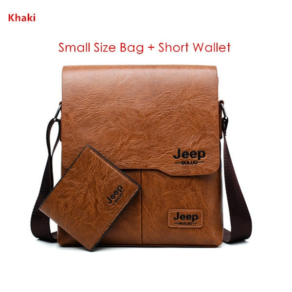 JEEP BULUO Man's Bag 2PC/Set Men Leather Messenger Shoulder Bags Business Crossbody Casual Bags Famous Brand Male Drop Shipping