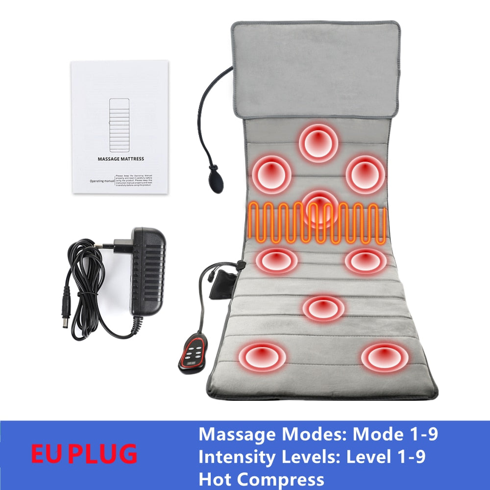 Electric Heating Full Body Massager for Car Chair Office Lumbar Neck Pain Relief Vibration Cushion Shoulder Back Massage Mat