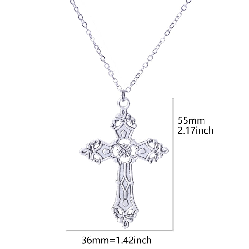 Gothic Religious Jesus Cross Pendant Grunge Necklaces Crucifix Aesthetic Collier Croix For Women Men Mystical Gift Jewelry