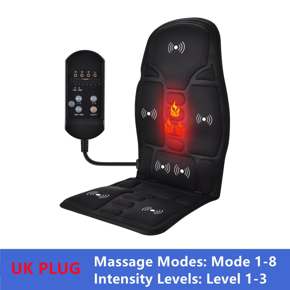 Electric Heating Full Body Massager for Car Chair Office Lumbar Neck Pain Relief Vibration Cushion Shoulder Back Massage Mat