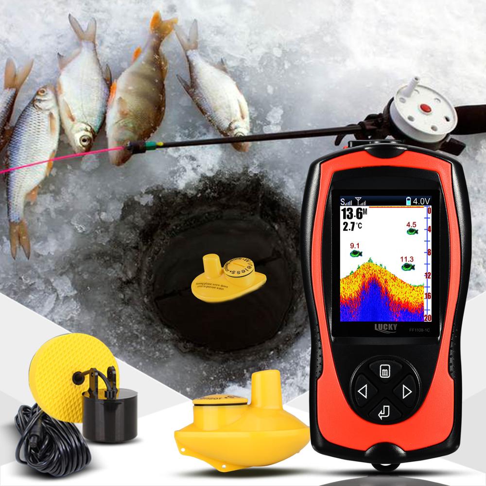 LUCKY FF1108-1C&amp; FF1108-1CT Portable Fish Finder for ice fishing Depth Sonar Sounder Alarm Waterproof echo sounder sonar fish