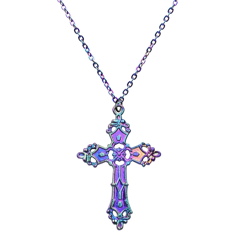 Gothic Religious Jesus Cross Pendant Grunge Necklaces Crucifix Aesthetic Collier Croix For Women Men Mystical Gift Jewelry