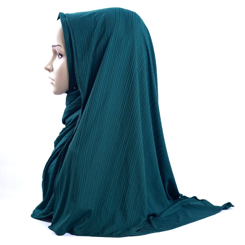 Fashion Pleated Stripe Scarf Women Muslim Jersey Hijabs Shawl hijeb femme Africa Headband Long Islam Underscarf Sjaal Bufandas