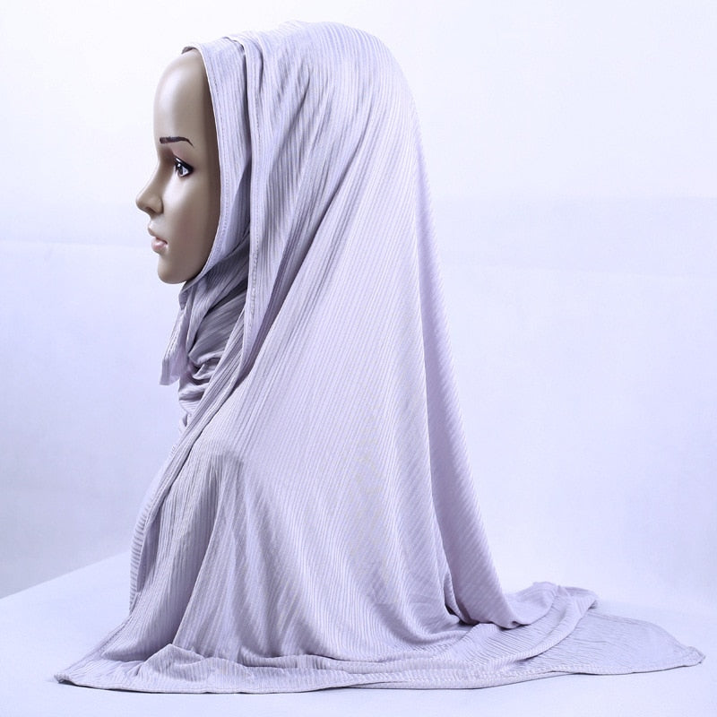 Fashion Pleated Stripe Scarf Women Muslim Jersey Hijabs Shawl hijeb femme Africa Headband Long Islam Underscarf Sjaal Bufandas