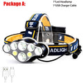 T20 LED Headlamp Rechargeable T6 COB 8 Modes Headlight Lamps 6000 Lumens Flashlight Zoomable Waterproof for Camping Fishing