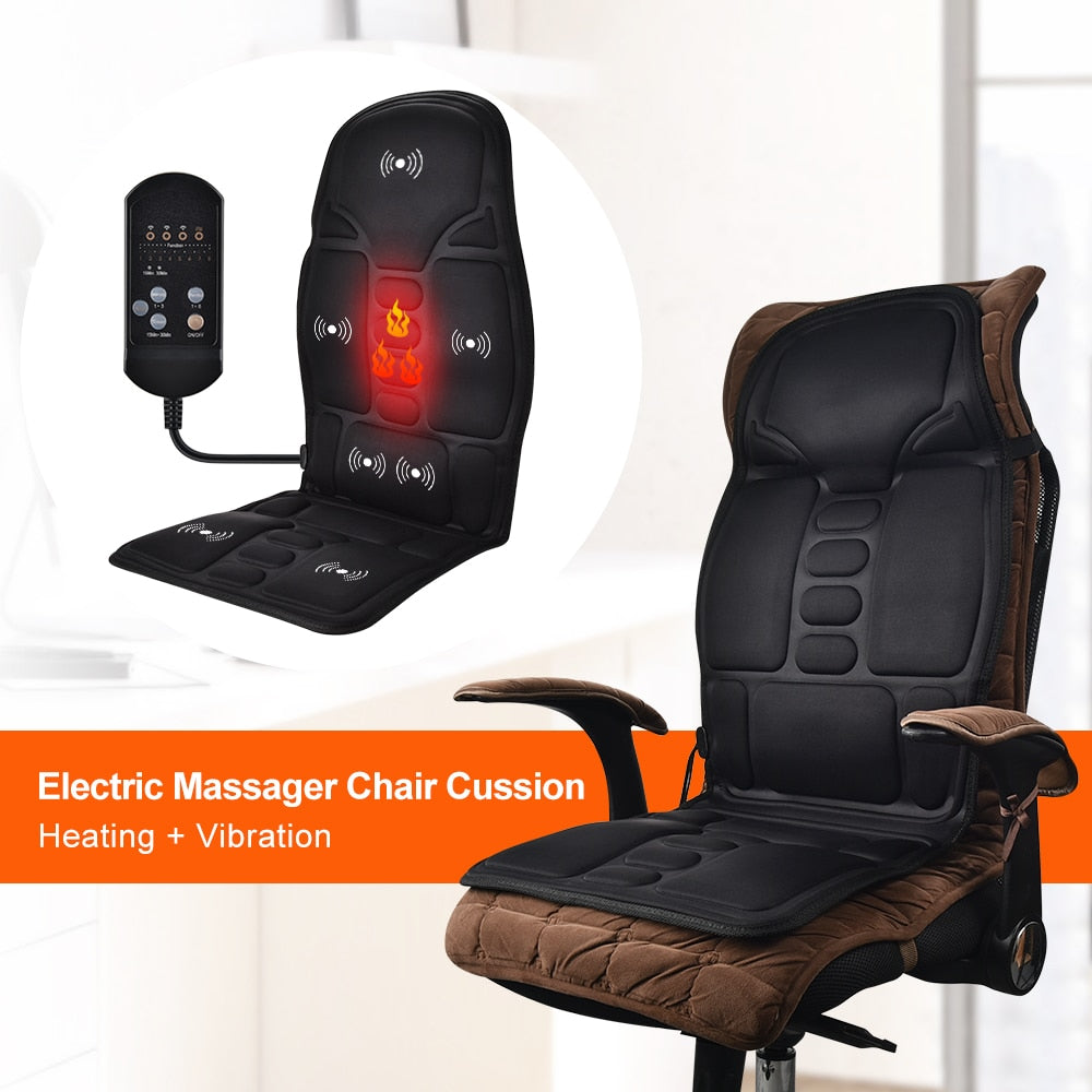 Electric Heating Full Body Massager for Car Chair Office Lumbar Neck Pain Relief Vibration Cushion Shoulder Back Massage Mat