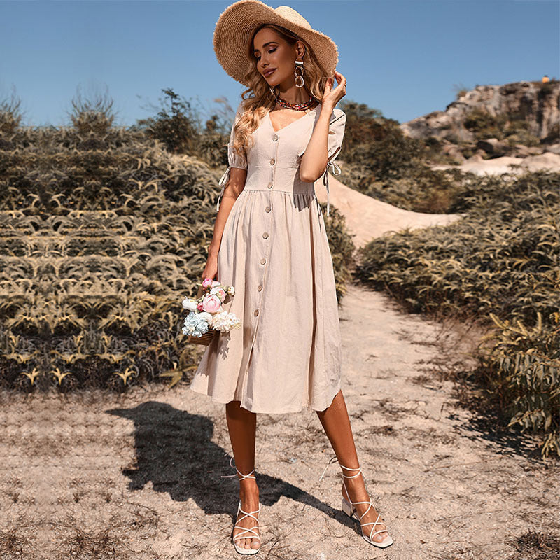 V-neck Short Sleeve Dress