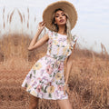 Round Neck Lace Fly Sleeve Dress