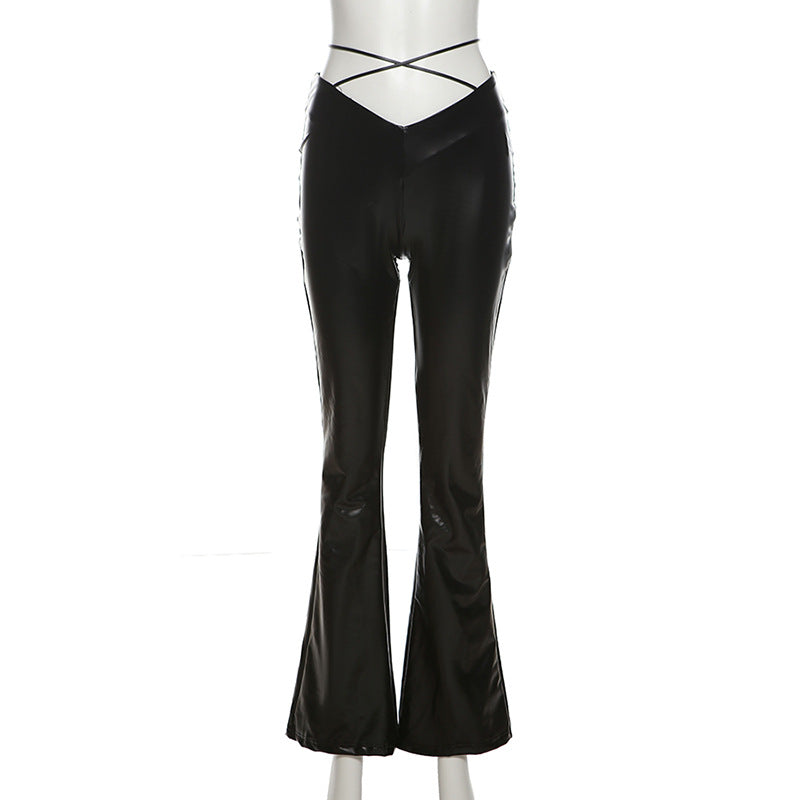PU Leather Slim Fit Long Pant