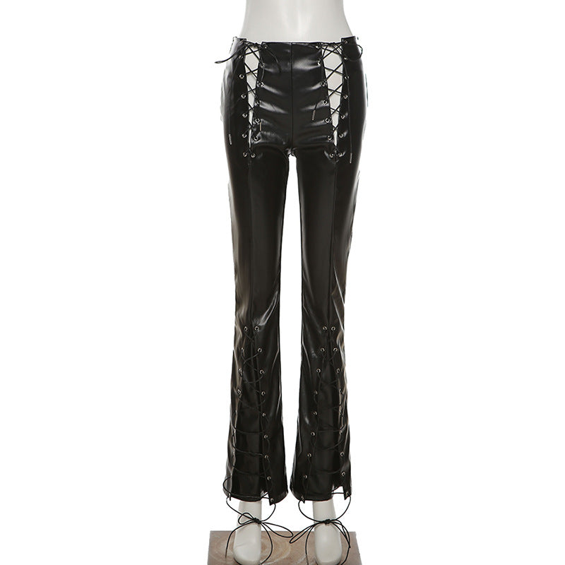PU Leather Slim Fit Long Pant