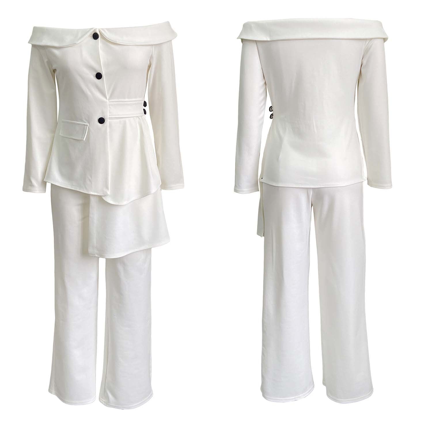 One-Piece Collar Two-Piece Commuting Suit with Dress Pants