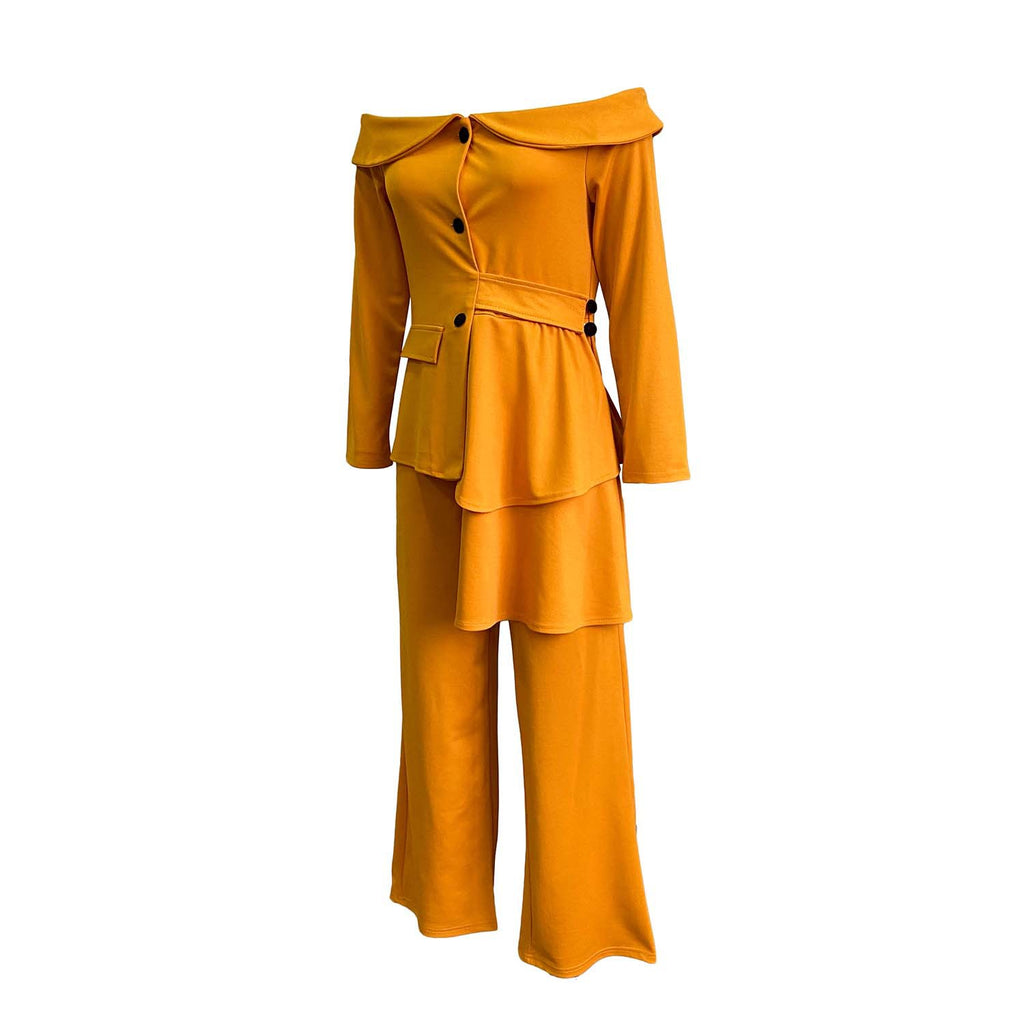 One-Piece Collar Two-Piece Commuting Suit with Dress Pants