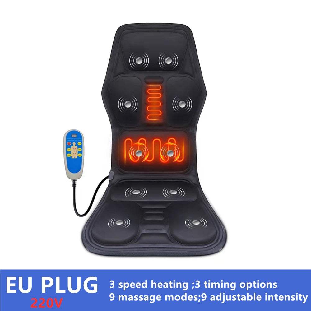 Electric Heating Full Body Massager for Car Chair Office Lumbar Neck Pain Relief Vibration Cushion Shoulder Back Massage Mat