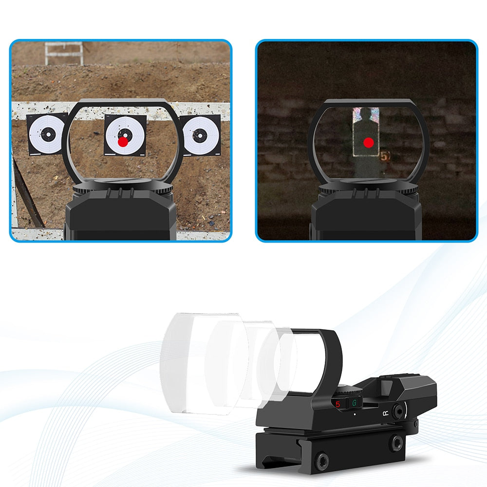Hot 20mm Rail Riflescope Hunting Optics Holographic Red Dot Sight Reflex 4 Reticle Tactical Scope Collimator Sight