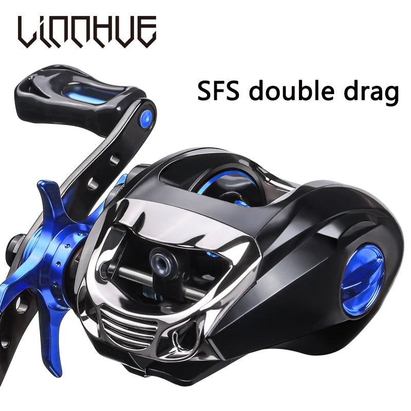 LINNHUE Baitcasting Reel BT2000 8kg Drag SFS Double Brake System Saltwater Reel 6.3:1 High Speed Metal Spare Spool Fishing Reel
