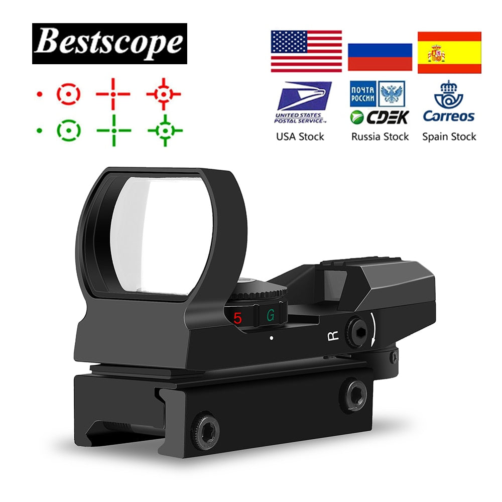 Hot 20mm Rail Riflescope Hunting Optics Holographic Red Dot Sight Reflex 4 Reticle Tactical Scope Collimator Sight