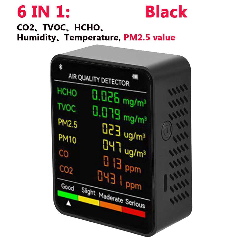 Multifunctional 5in1 CO2 Meter Digital Temperature Humidity Tester Carbon Dioxide TVOC HCHO Detector Air Quality Monitor